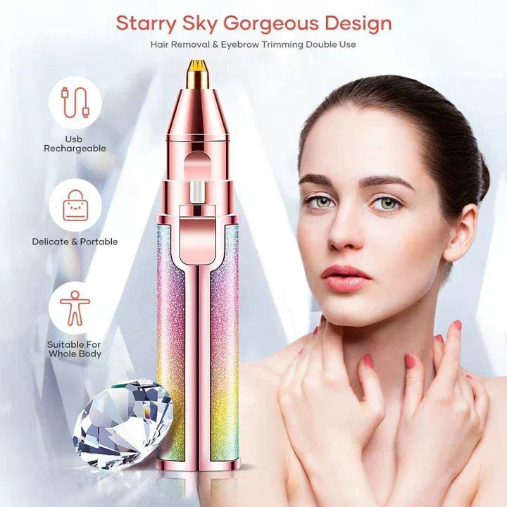 Facial Beauty - 2 In 1 Rechargeable Electric Eyebrow Trimmer + Body Facial Hair Removal